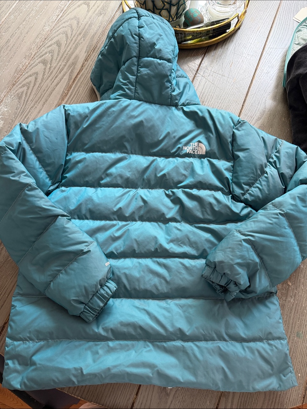 The North Face Teal Hooded Down Puffer Jacket